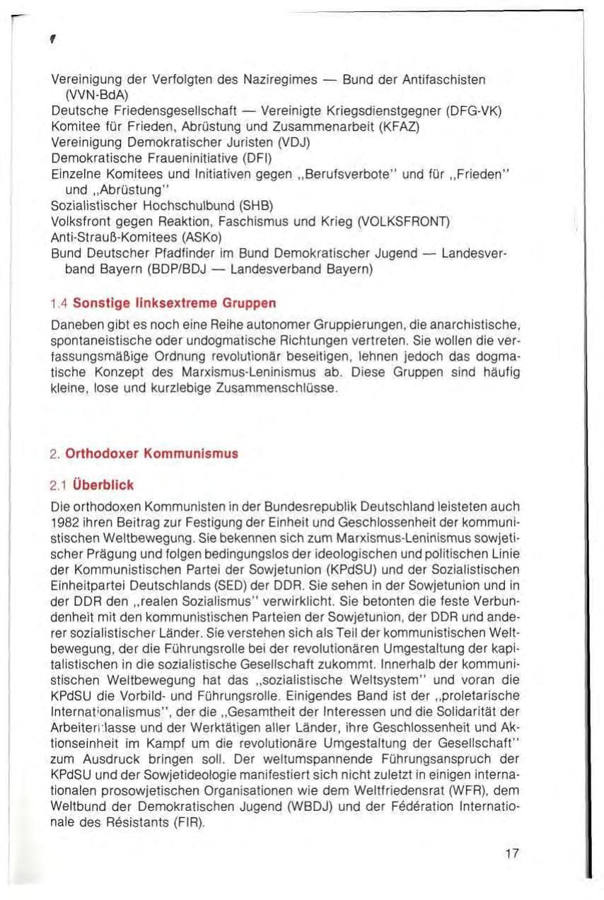 Seite 19 des Verfassungsschutzbericht 1982 Bayern