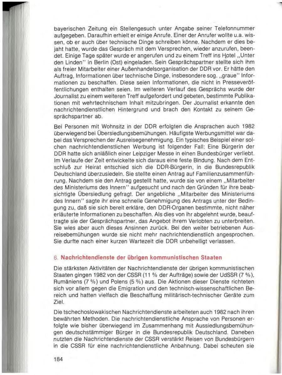 Seite 186 des Verfassungsschutzbericht 1982 Bayern