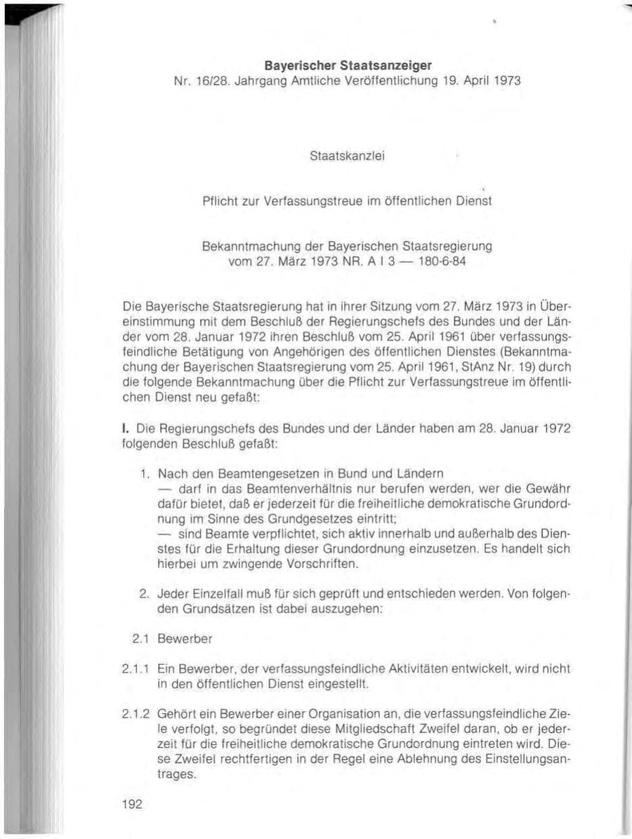 Seite 194 des Verfassungsschutzbericht 1982 Bayern