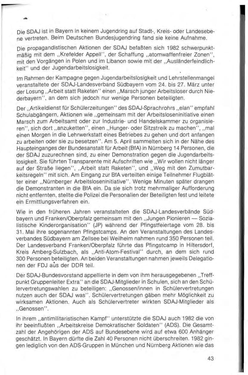 Seite 45 des Verfassungsschutzbericht 1982 Bayern
