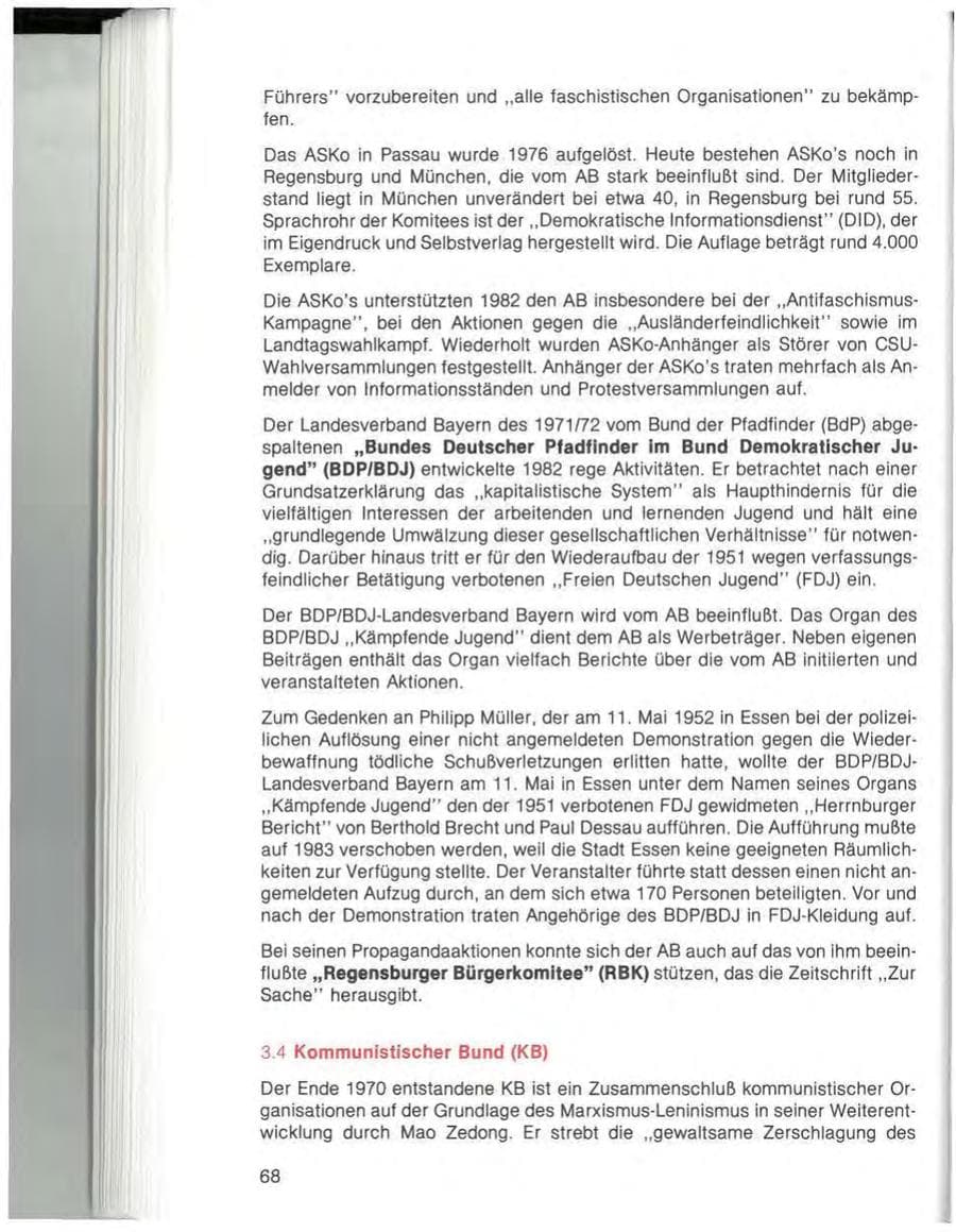 Seite 70 des Verfassungsschutzbericht 1982 Bayern