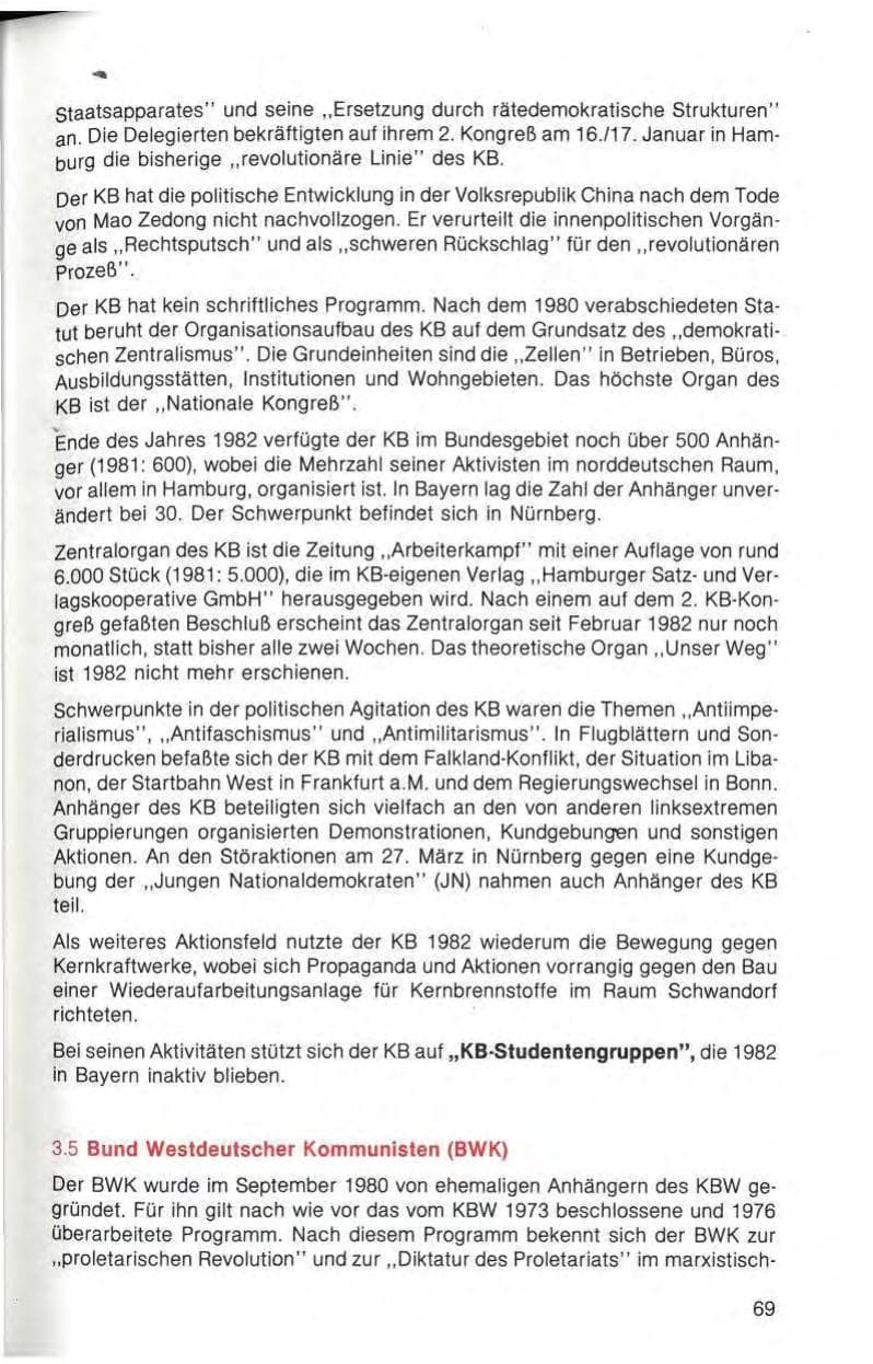 Seite 71 des Verfassungsschutzbericht 1982 Bayern