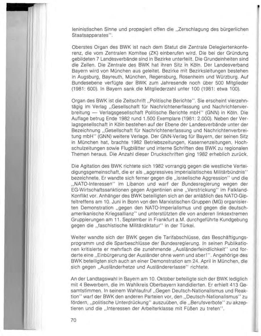 Seite 72 des Verfassungsschutzbericht 1982 Bayern