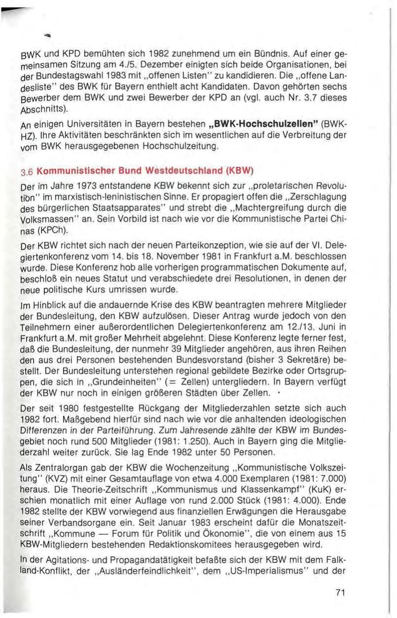 Seite 73 des Verfassungsschutzbericht 1982 Bayern