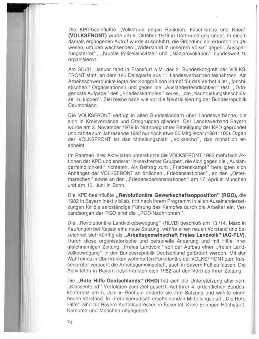 Seite 76 des Verfassungsschutzbericht 1982 Bayern