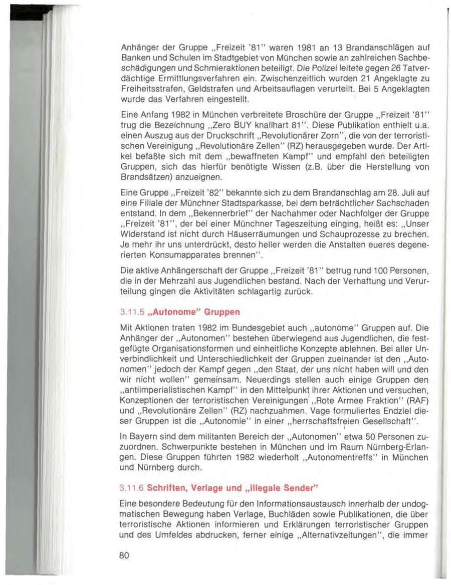 Seite 82 des Verfassungsschutzbericht 1982 Bayern