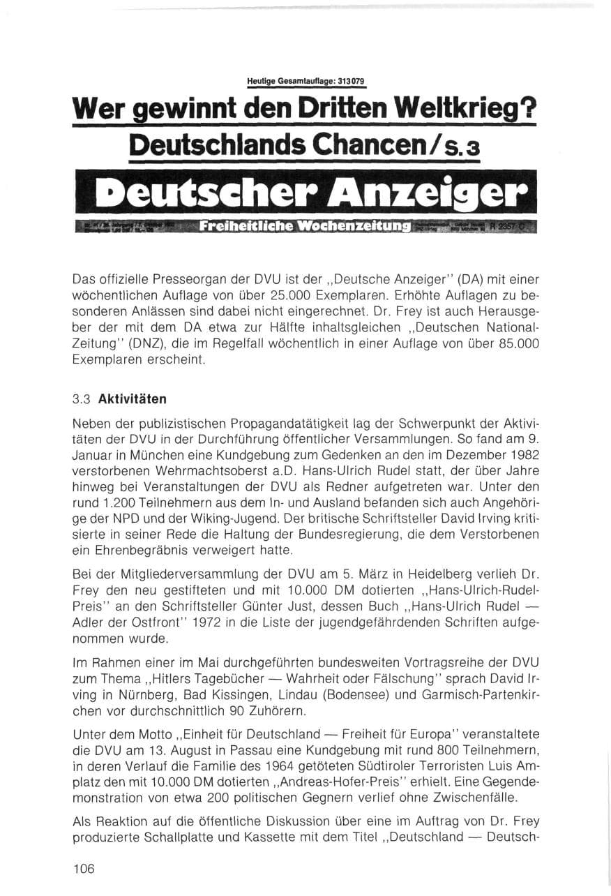 Seite 106 des Verfassungsschutzbericht 1983 Bayern