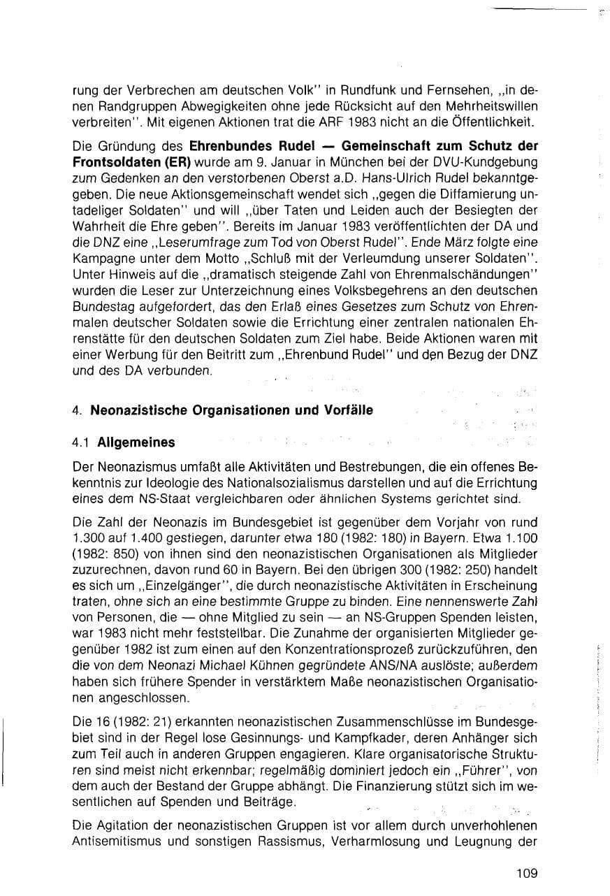 Seite 109 des Verfassungsschutzbericht 1983 Bayern