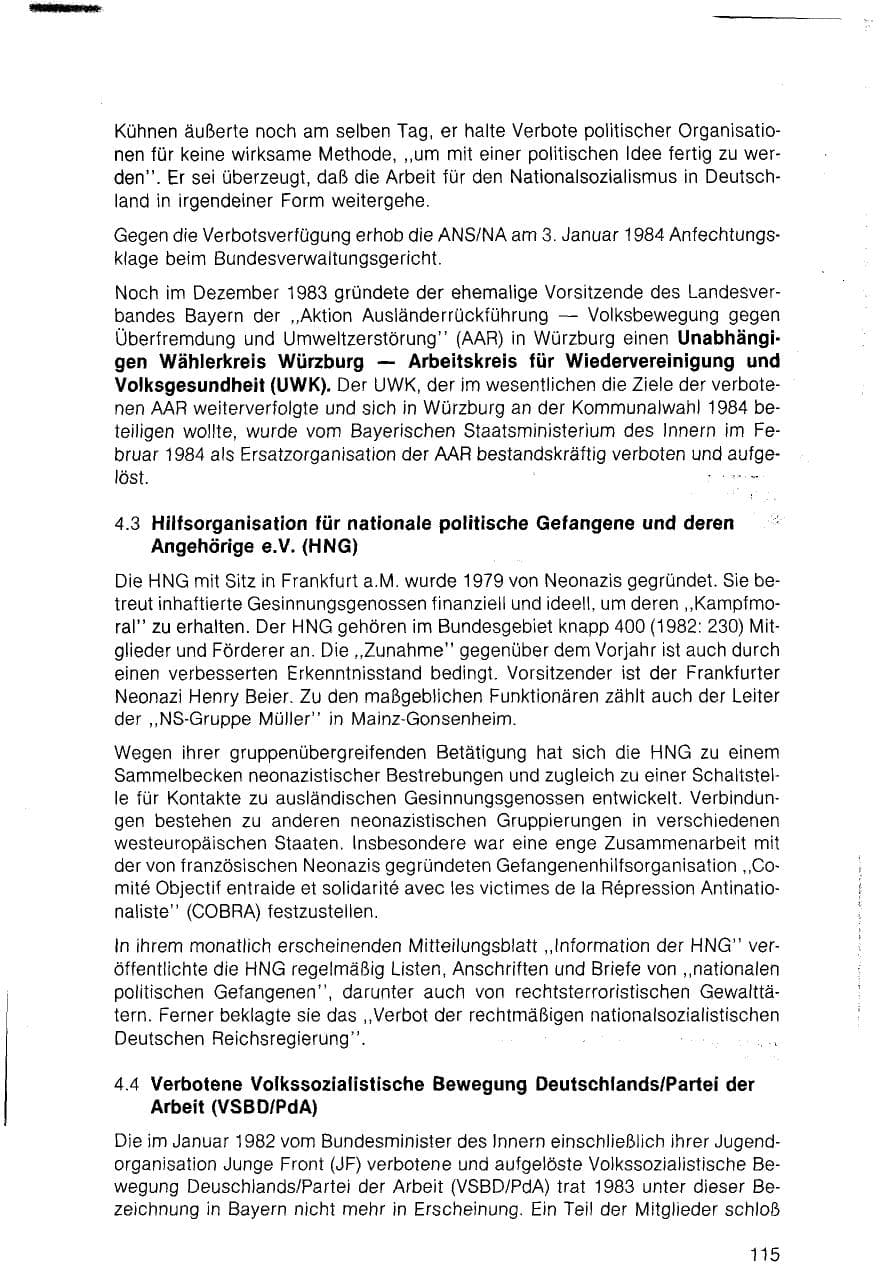 Seite 115 des Verfassungsschutzbericht 1983 Bayern
