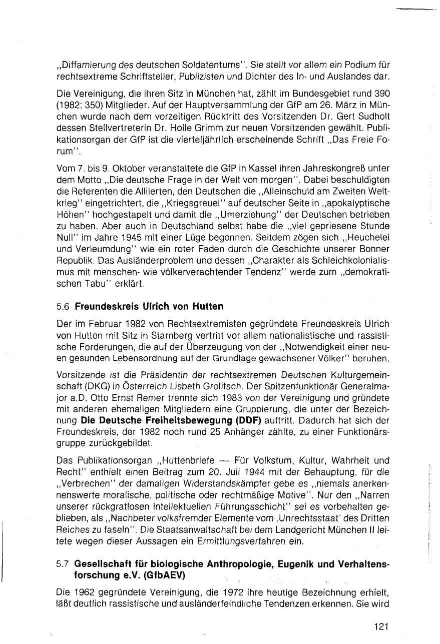 Seite 121 des Verfassungsschutzbericht 1983 Bayern