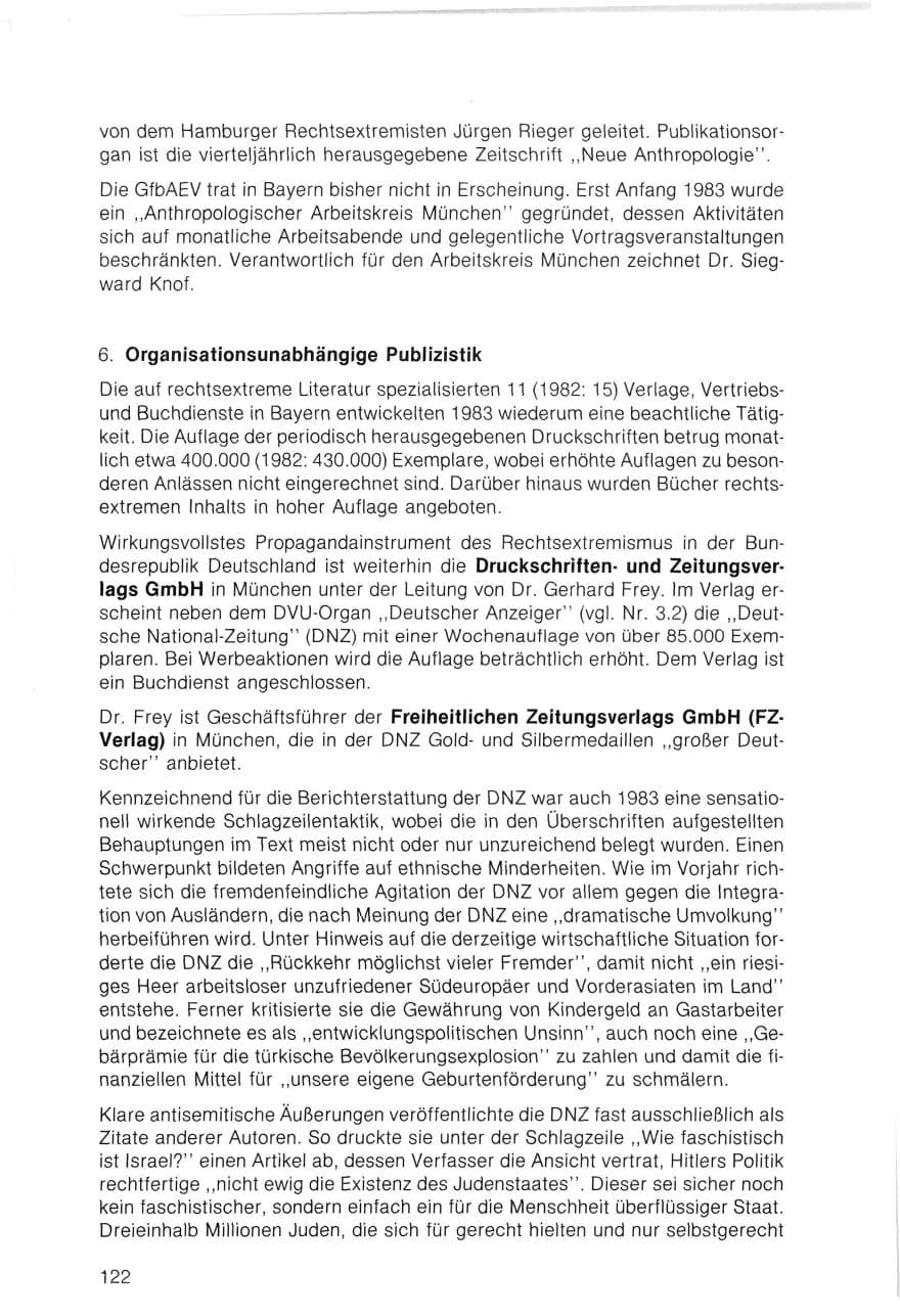 Seite 122 des Verfassungsschutzbericht 1983 Bayern