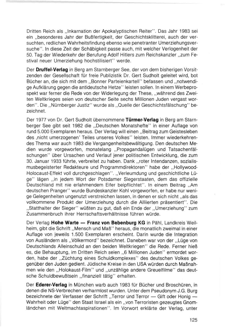 Seite 125 des Verfassungsschutzbericht 1983 Bayern