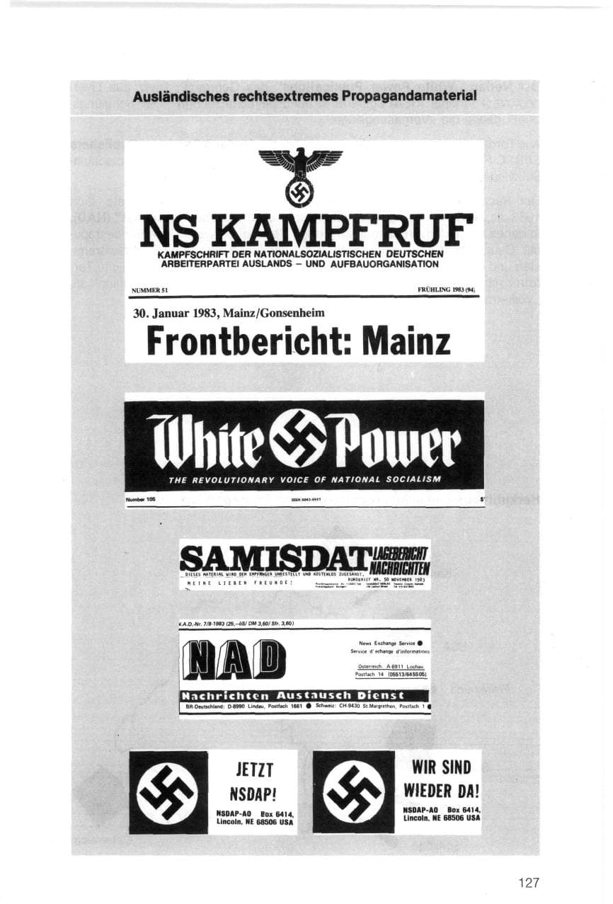Seite 127 des Verfassungsschutzbericht 1983 Bayern