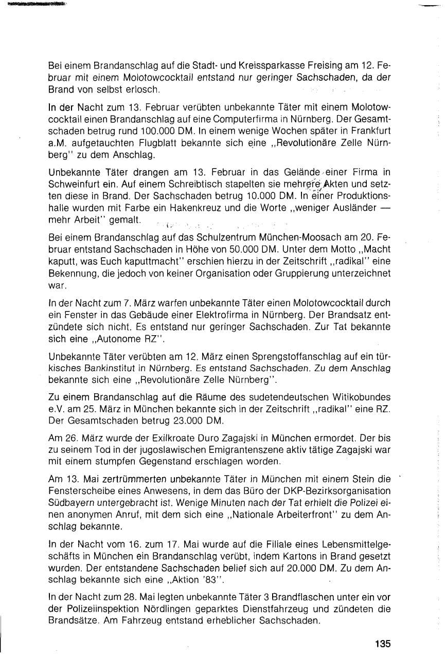 Seite 135 des Verfassungsschutzbericht 1983 Bayern