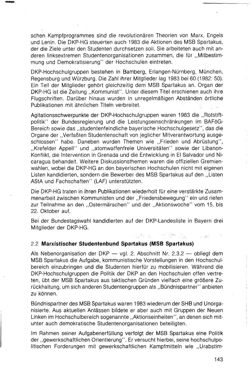 Seite 143 des Verfassungsschutzbericht 1983 Bayern