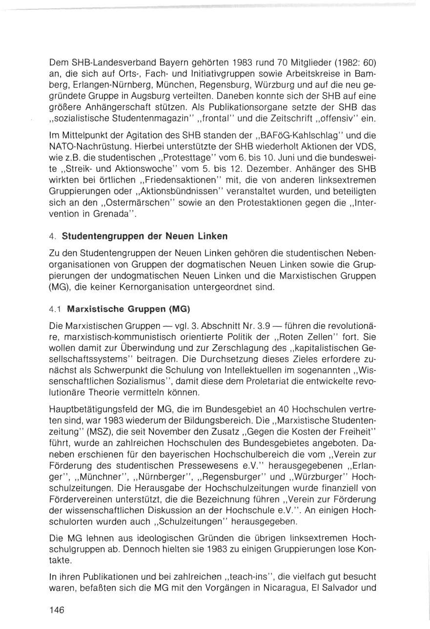 Seite 146 des Verfassungsschutzbericht 1983 Bayern