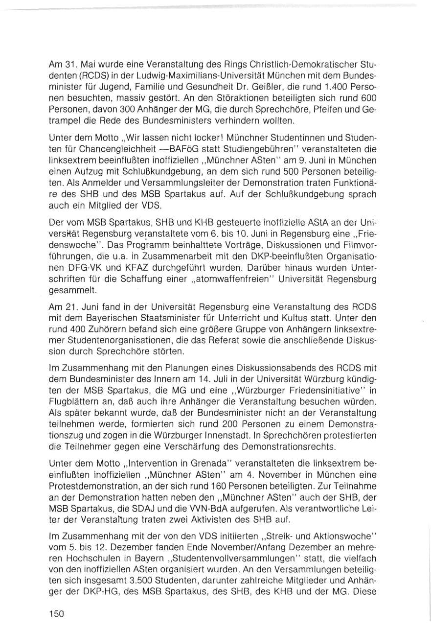 Seite 150 des Verfassungsschutzbericht 1983 Bayern