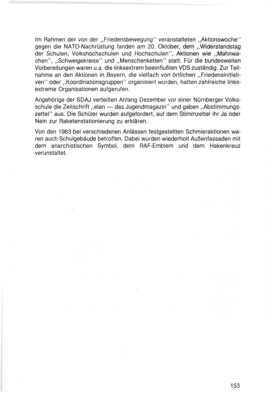 Seite 153 des Verfassungsschutzbericht 1983 Bayern