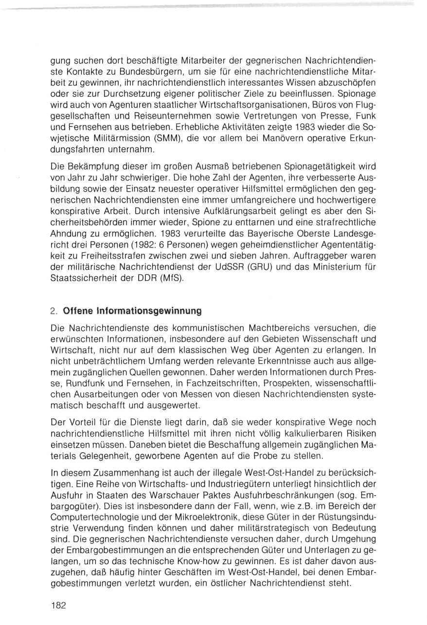 Seite 182 des Verfassungsschutzbericht 1983 Bayern