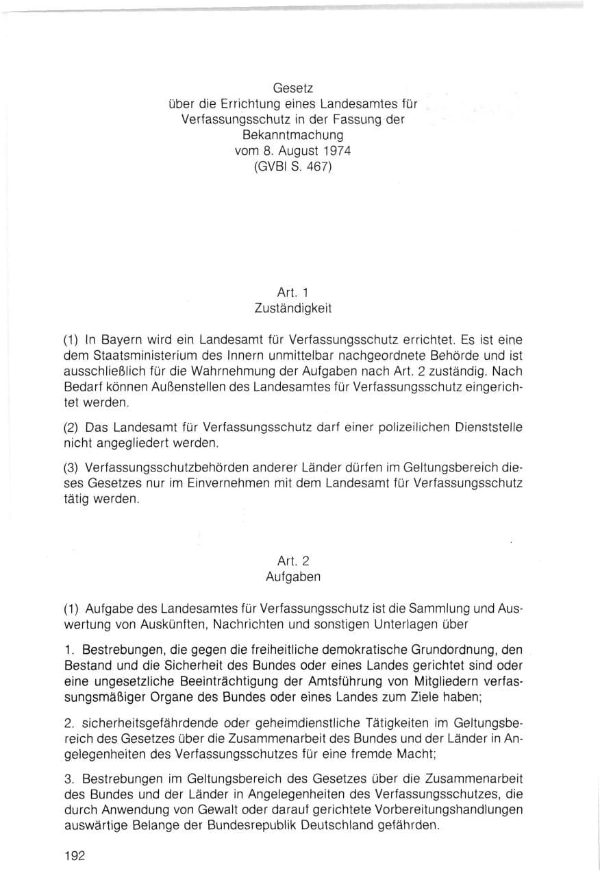 Seite 192 des Verfassungsschutzbericht 1983 Bayern
