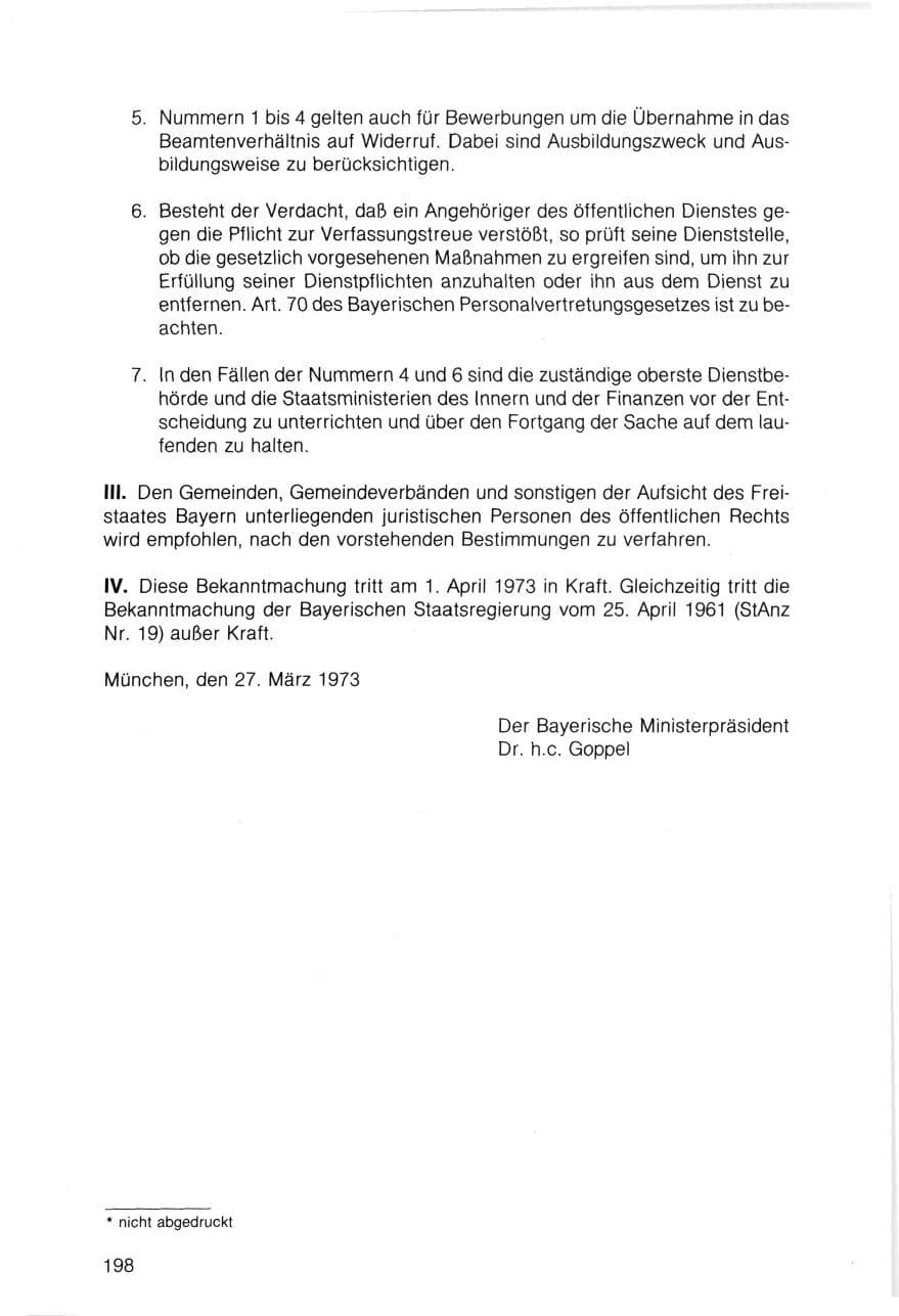 Seite 198 des Verfassungsschutzbericht 1983 Bayern
