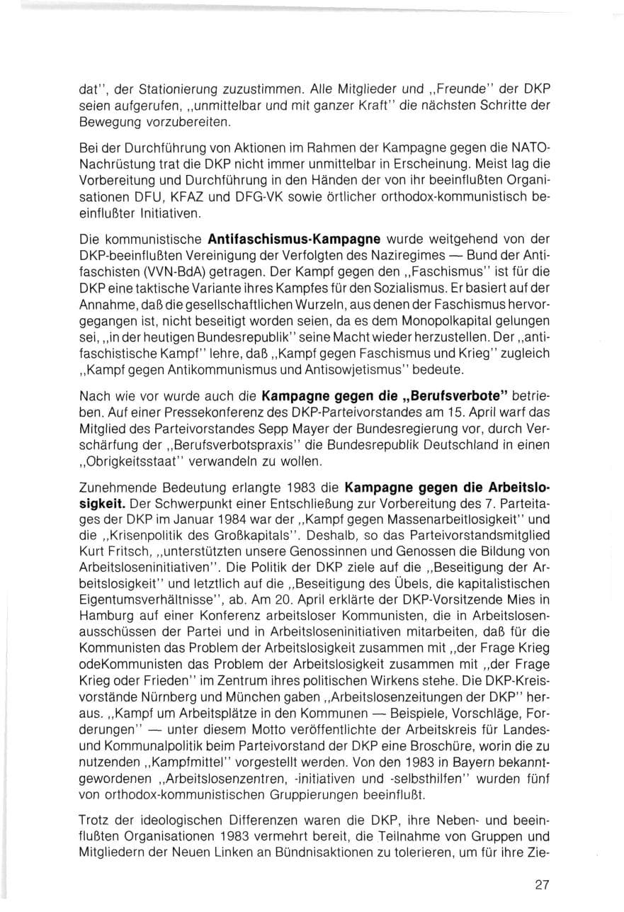Seite 27 des Verfassungsschutzbericht 1983 Bayern