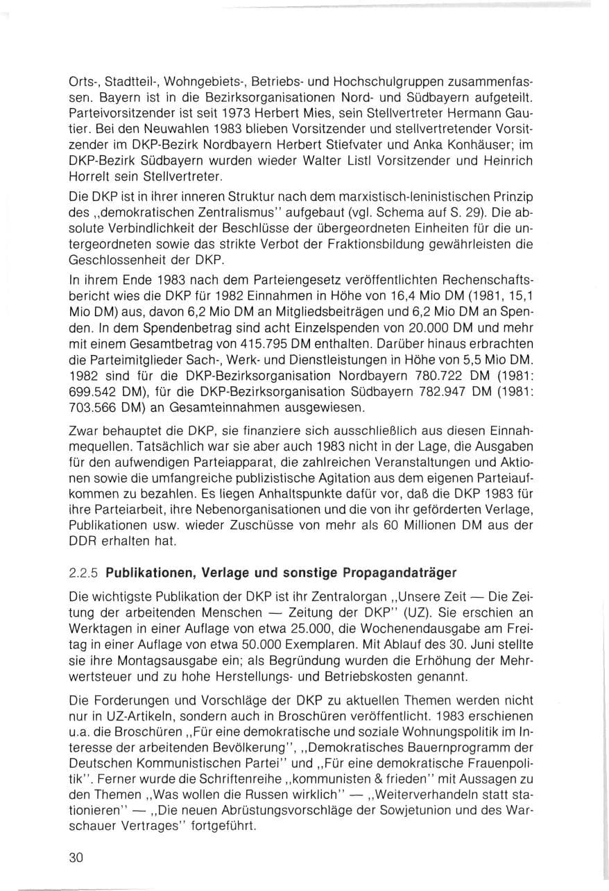 Seite 30 des Verfassungsschutzbericht 1983 Bayern