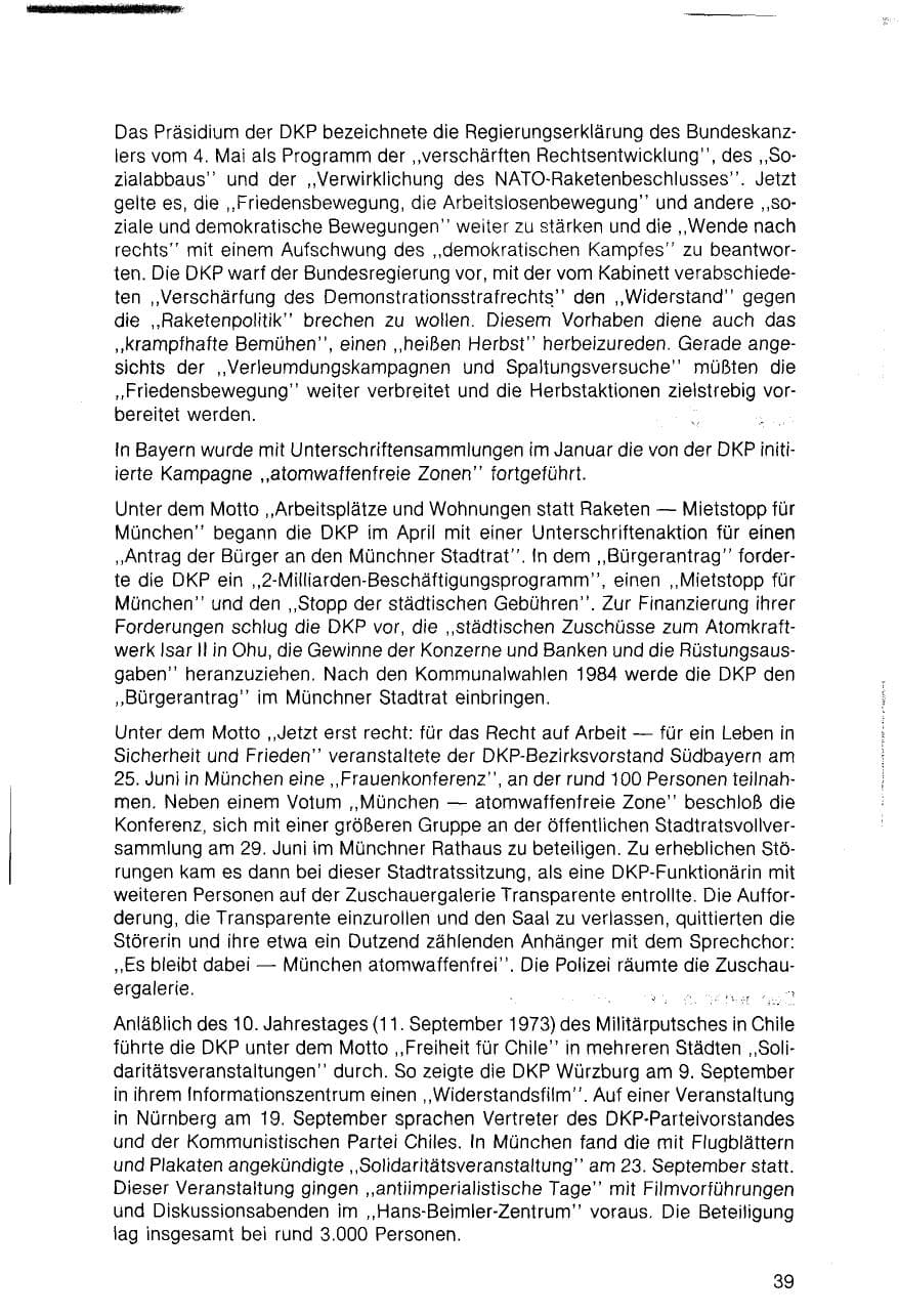 Seite 39 des Verfassungsschutzbericht 1983 Bayern