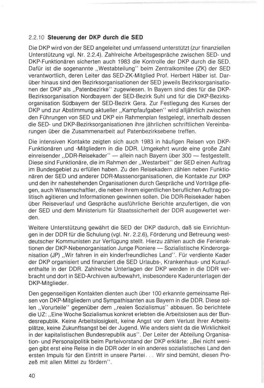 Seite 40 des Verfassungsschutzbericht 1983 Bayern