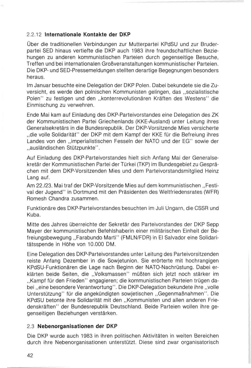 Seite 42 des Verfassungsschutzbericht 1983 Bayern