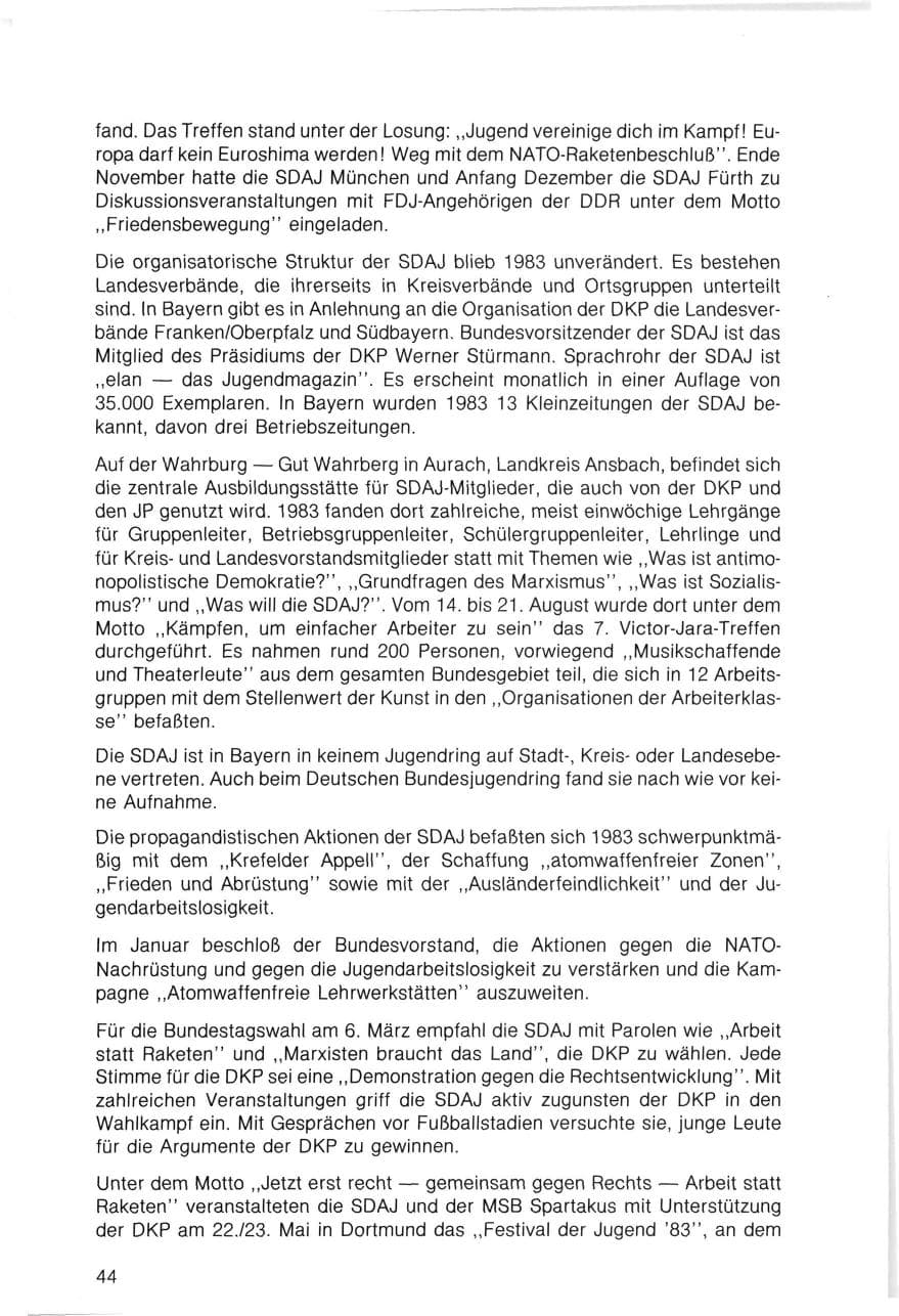 Seite 44 des Verfassungsschutzbericht 1983 Bayern