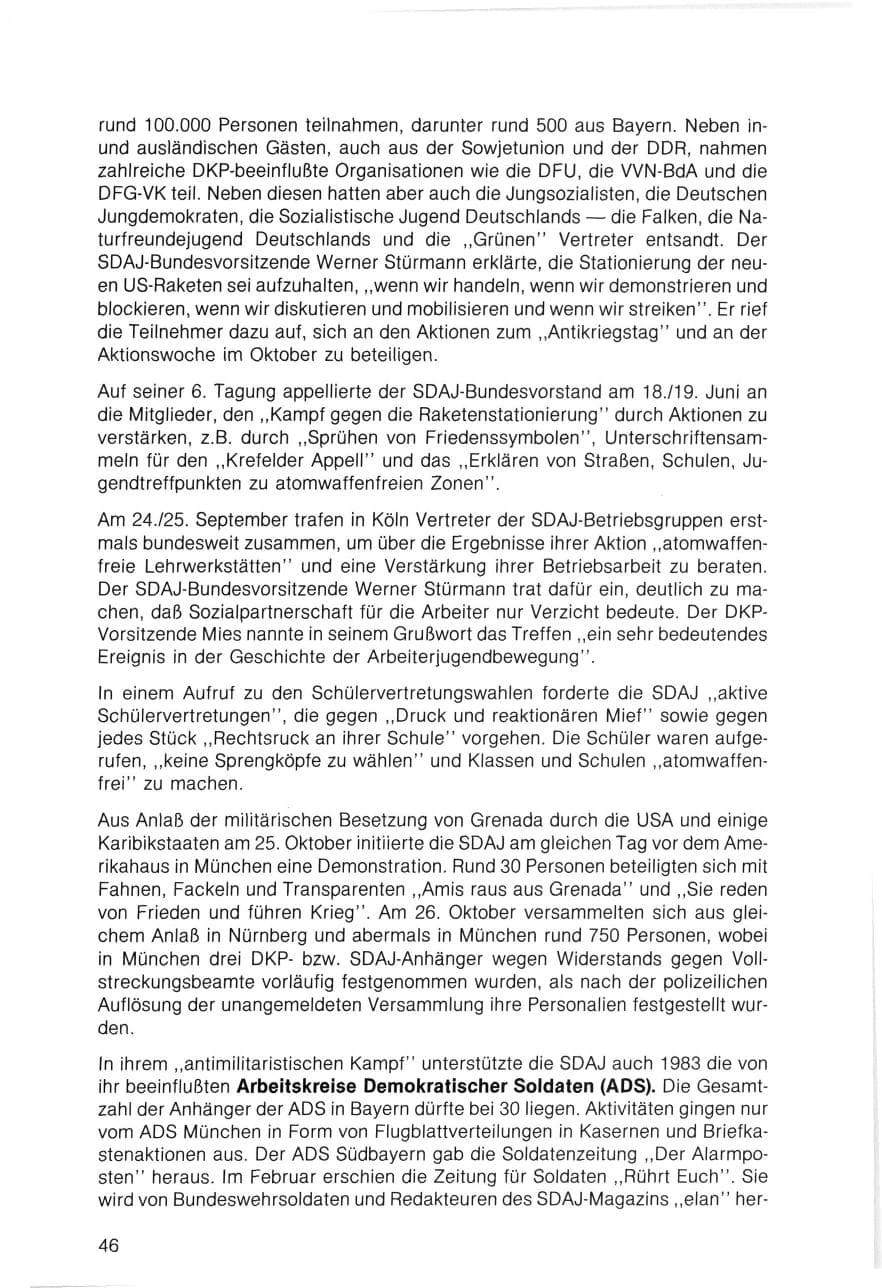 Seite 46 des Verfassungsschutzbericht 1983 Bayern
