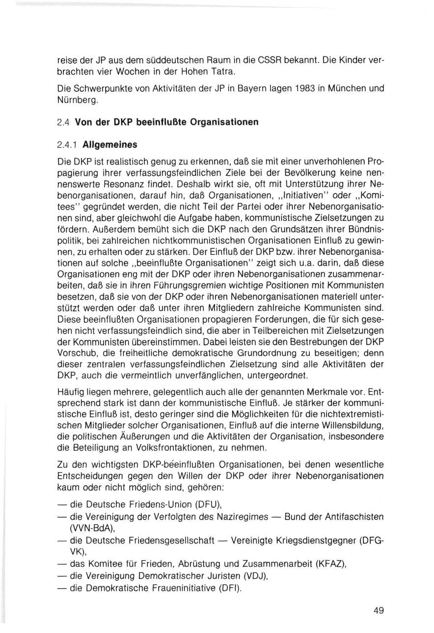 Seite 49 des Verfassungsschutzbericht 1983 Bayern