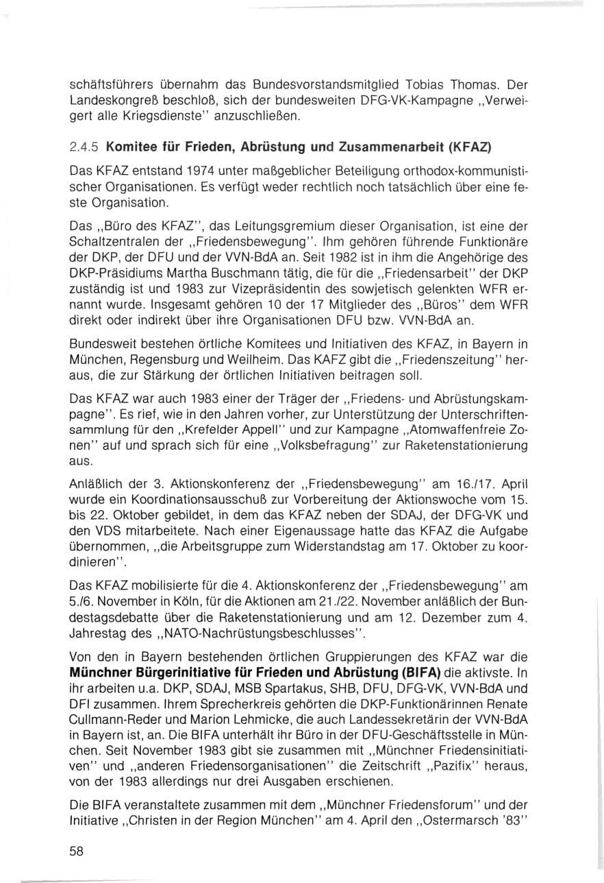 Seite 58 des Verfassungsschutzbericht 1983 Bayern