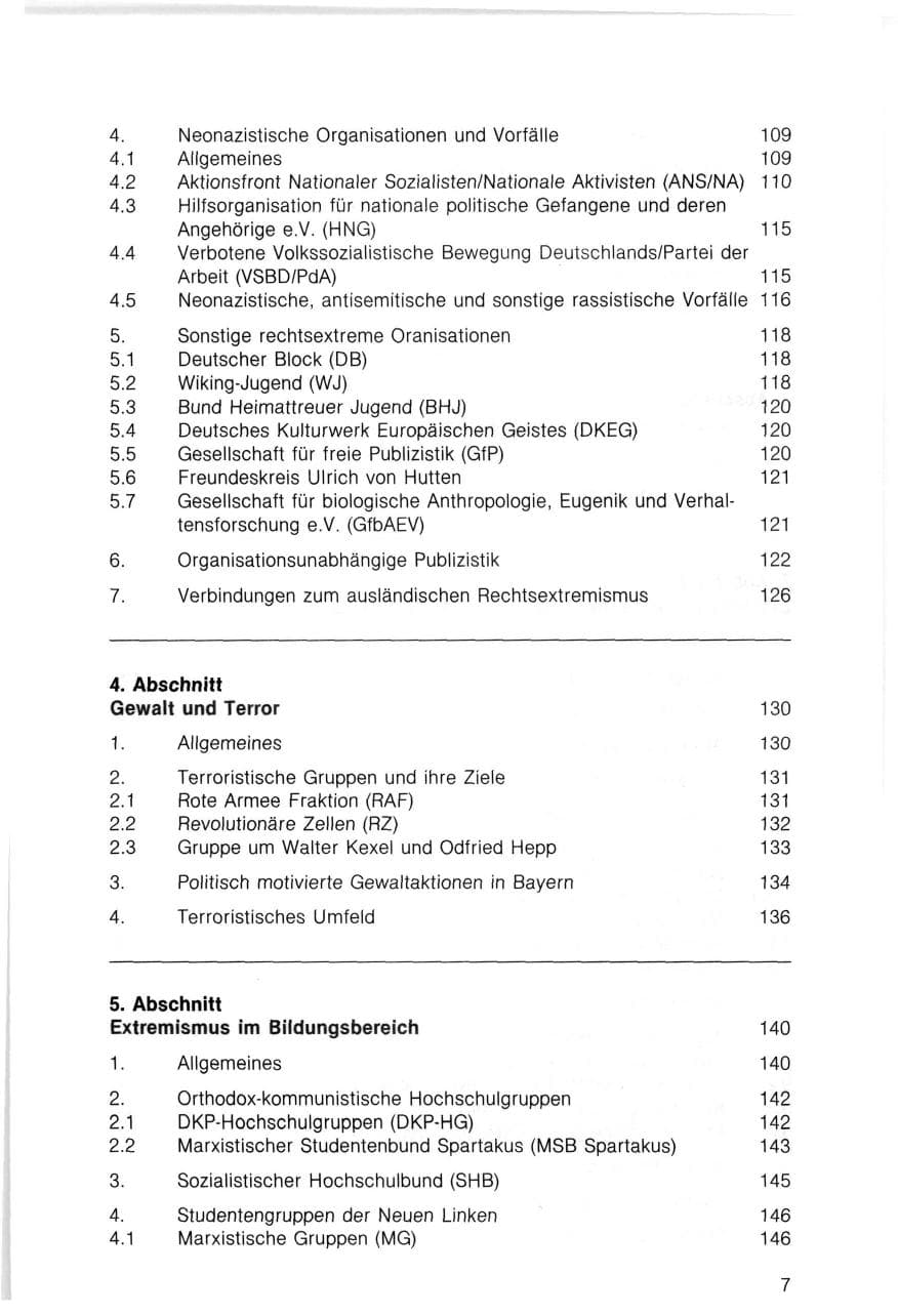 Seite 7 des Verfassungsschutzbericht 1983 Bayern