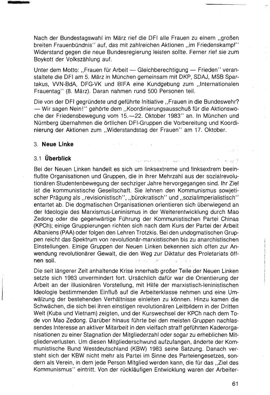 Seite 61 des Verfassungsschutzbericht 1983 Bayern