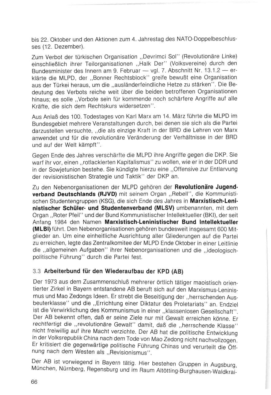 Seite 66 des Verfassungsschutzbericht 1983 Bayern