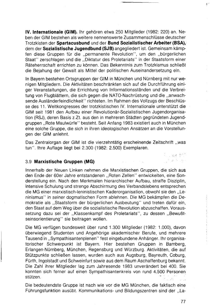 Seite 77 des Verfassungsschutzbericht 1983 Bayern