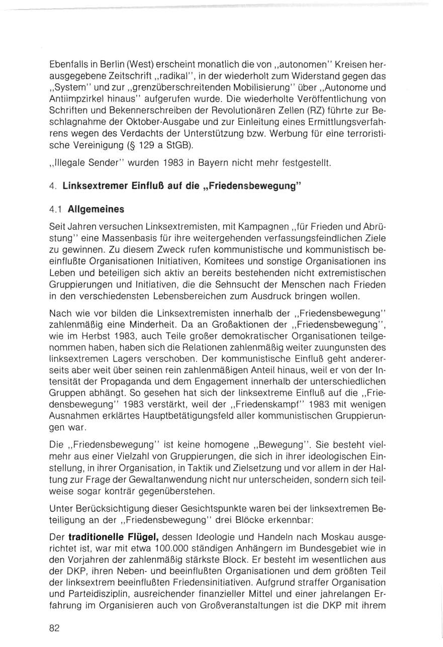 Seite 82 des Verfassungsschutzbericht 1983 Bayern