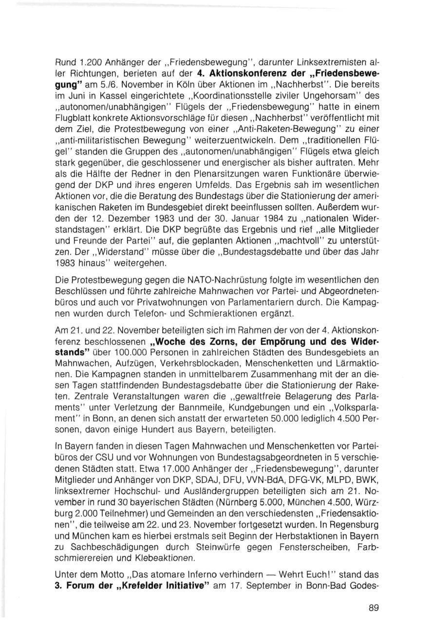 Seite 89 des Verfassungsschutzbericht 1983 Bayern