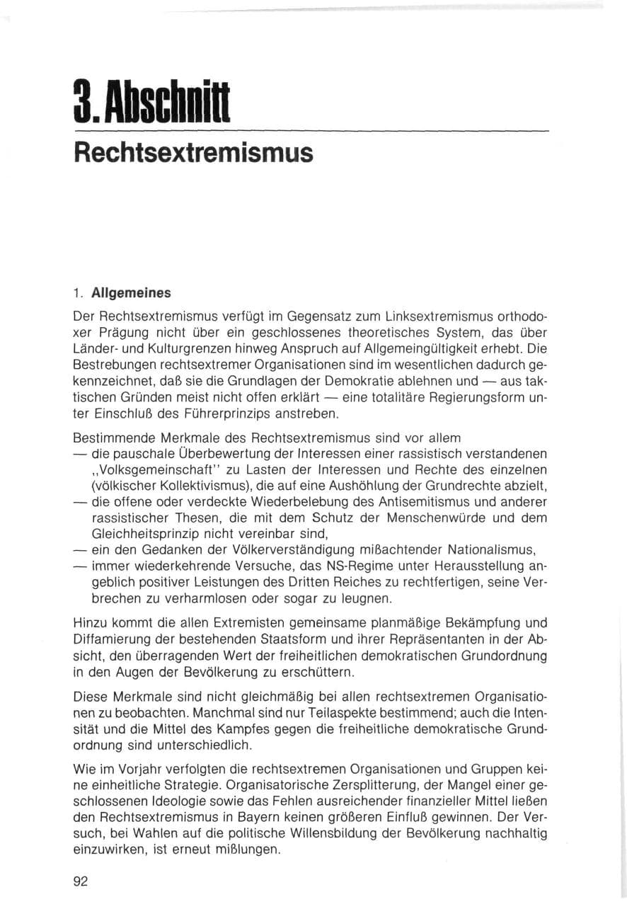 Seite 92 des Verfassungsschutzbericht 1983 Bayern