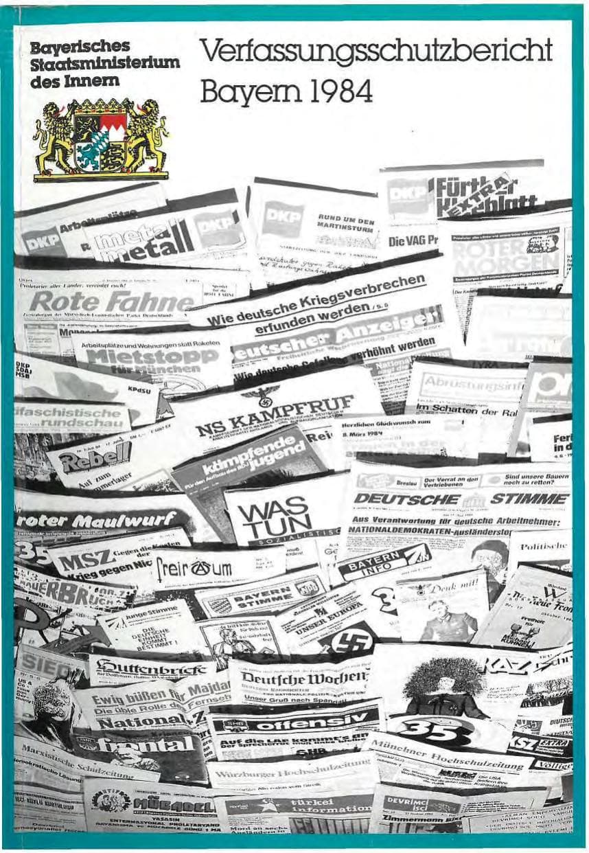 Seite 1 des Verfassungsschutzbericht 1984 Bayern