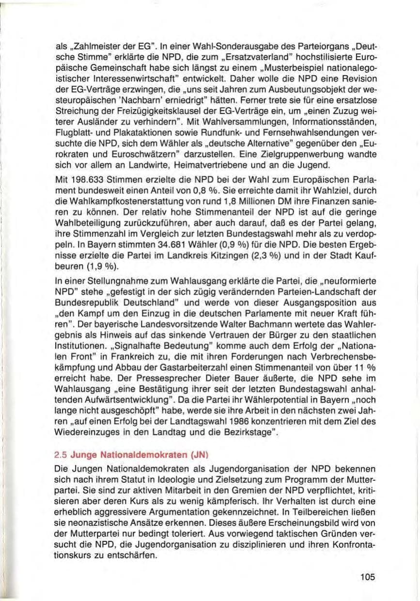 Seite 105 des Verfassungsschutzbericht 1984 Bayern