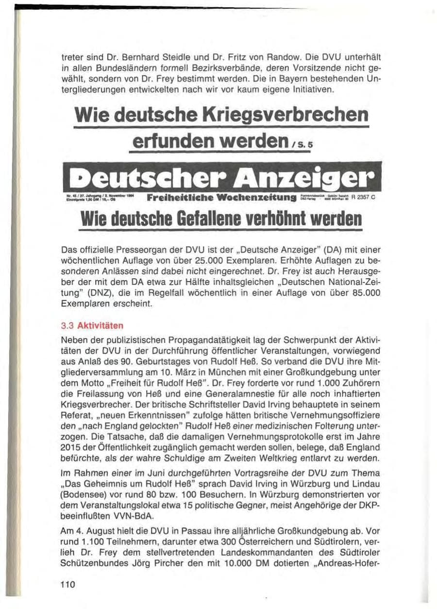 Seite 110 des Verfassungsschutzbericht 1984 Bayern
