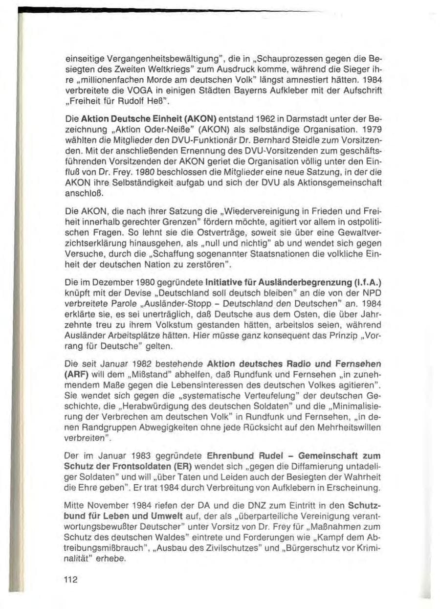Seite 112 des Verfassungsschutzbericht 1984 Bayern