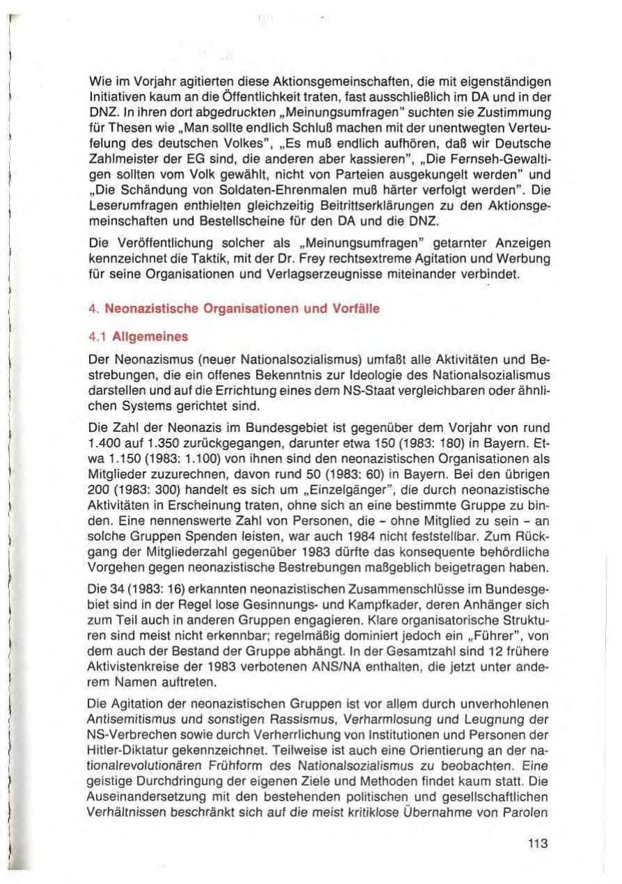 Seite 113 des Verfassungsschutzbericht 1984 Bayern