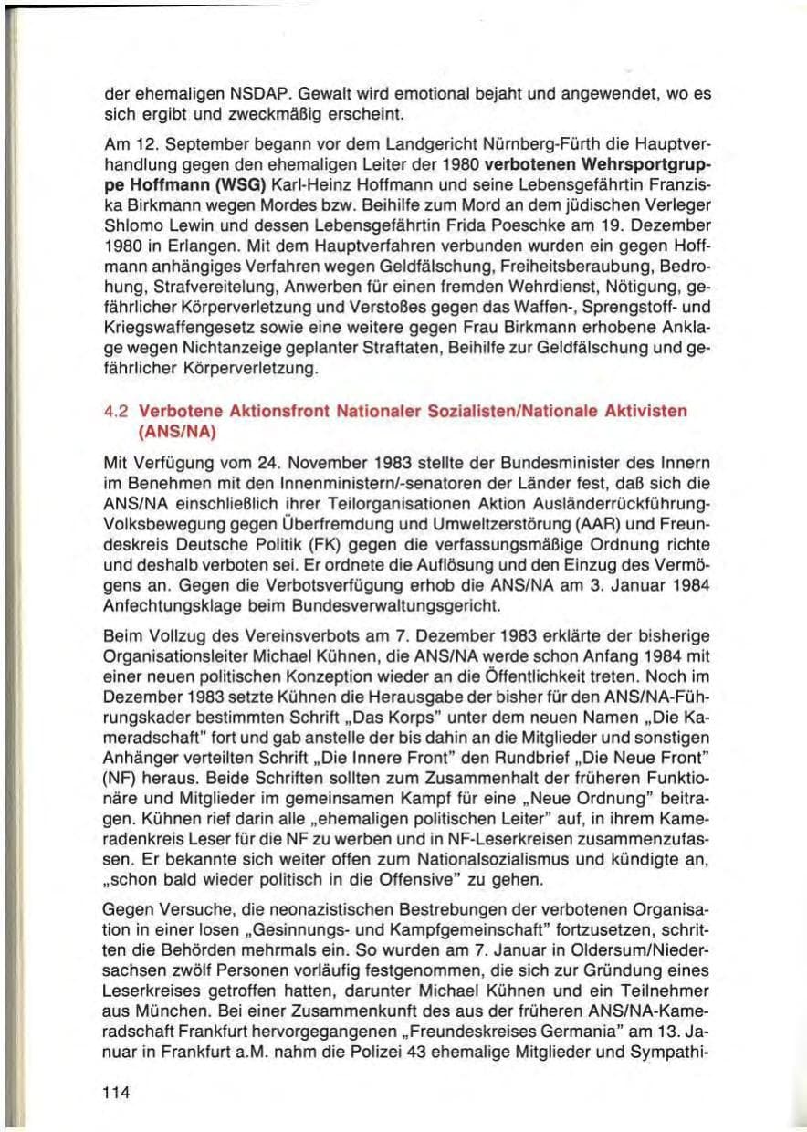 Seite 114 des Verfassungsschutzbericht 1984 Bayern