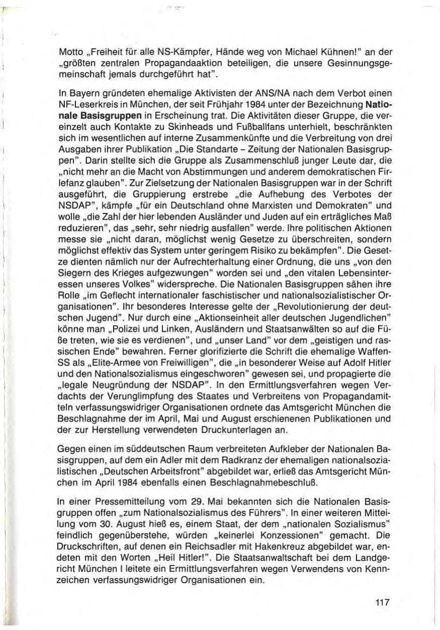 Seite 117 des Verfassungsschutzbericht 1984 Bayern