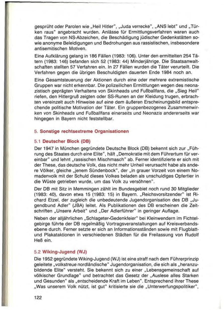 Seite 122 des Verfassungsschutzbericht 1984 Bayern