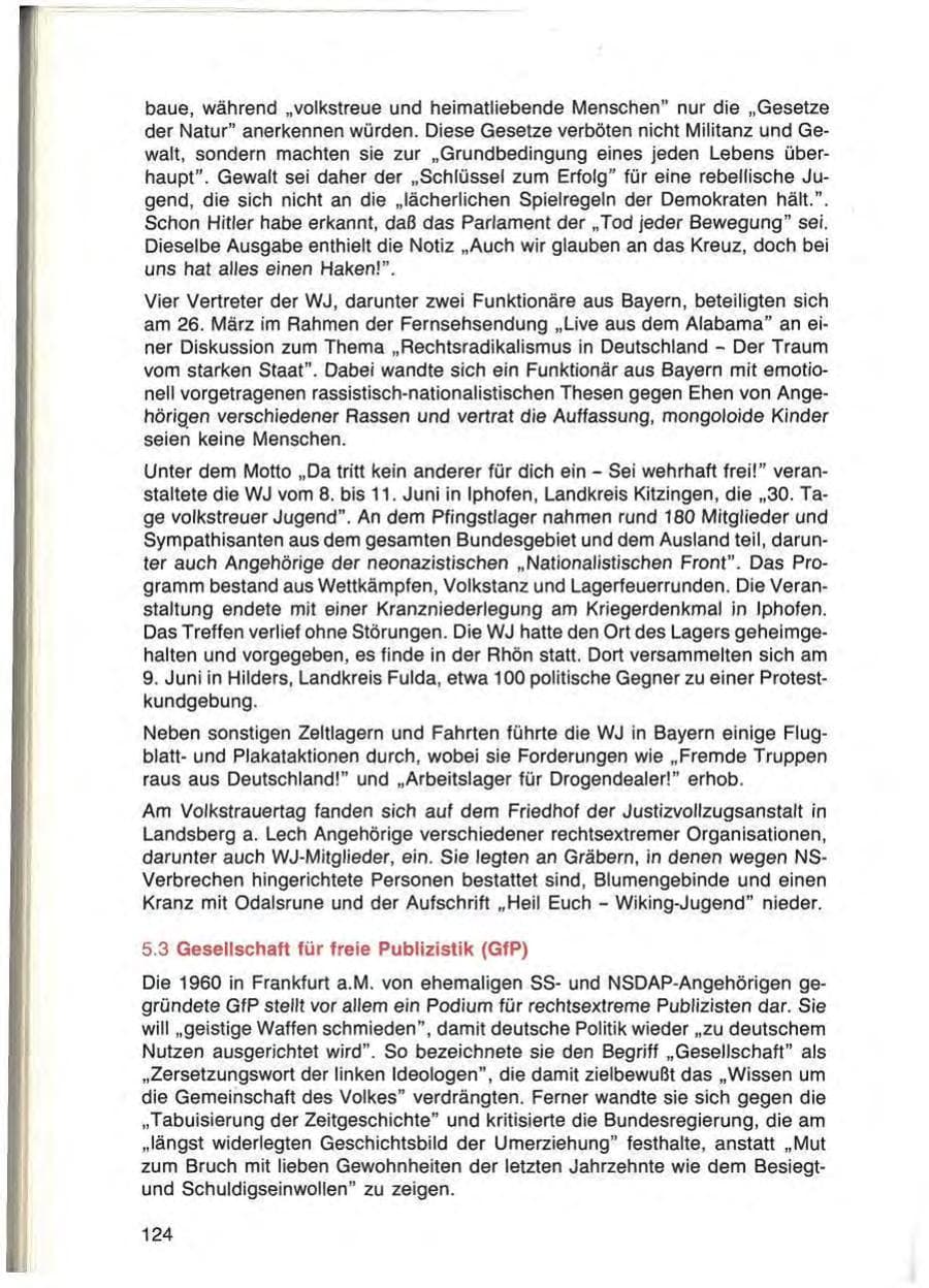 Seite 124 des Verfassungsschutzbericht 1984 Bayern